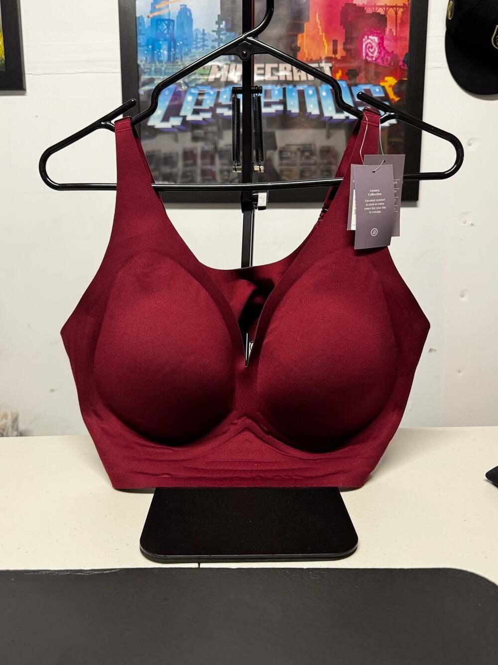 WU63 XXL Auden Luxury Collection Luxe Stretch Unlined Long Line Bralette Red NWT